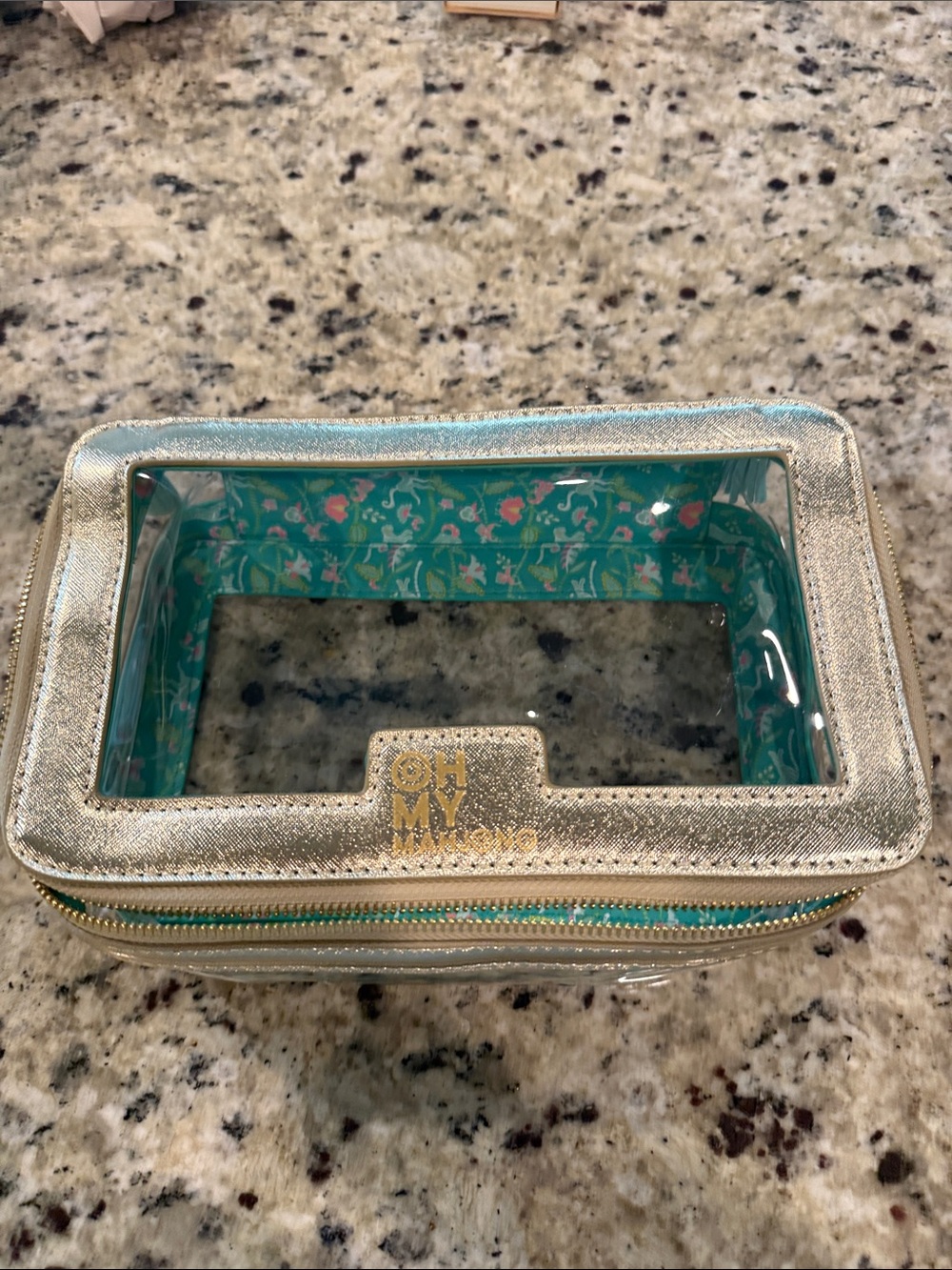 Oh My Mahjong tile Case in Gold and Teal